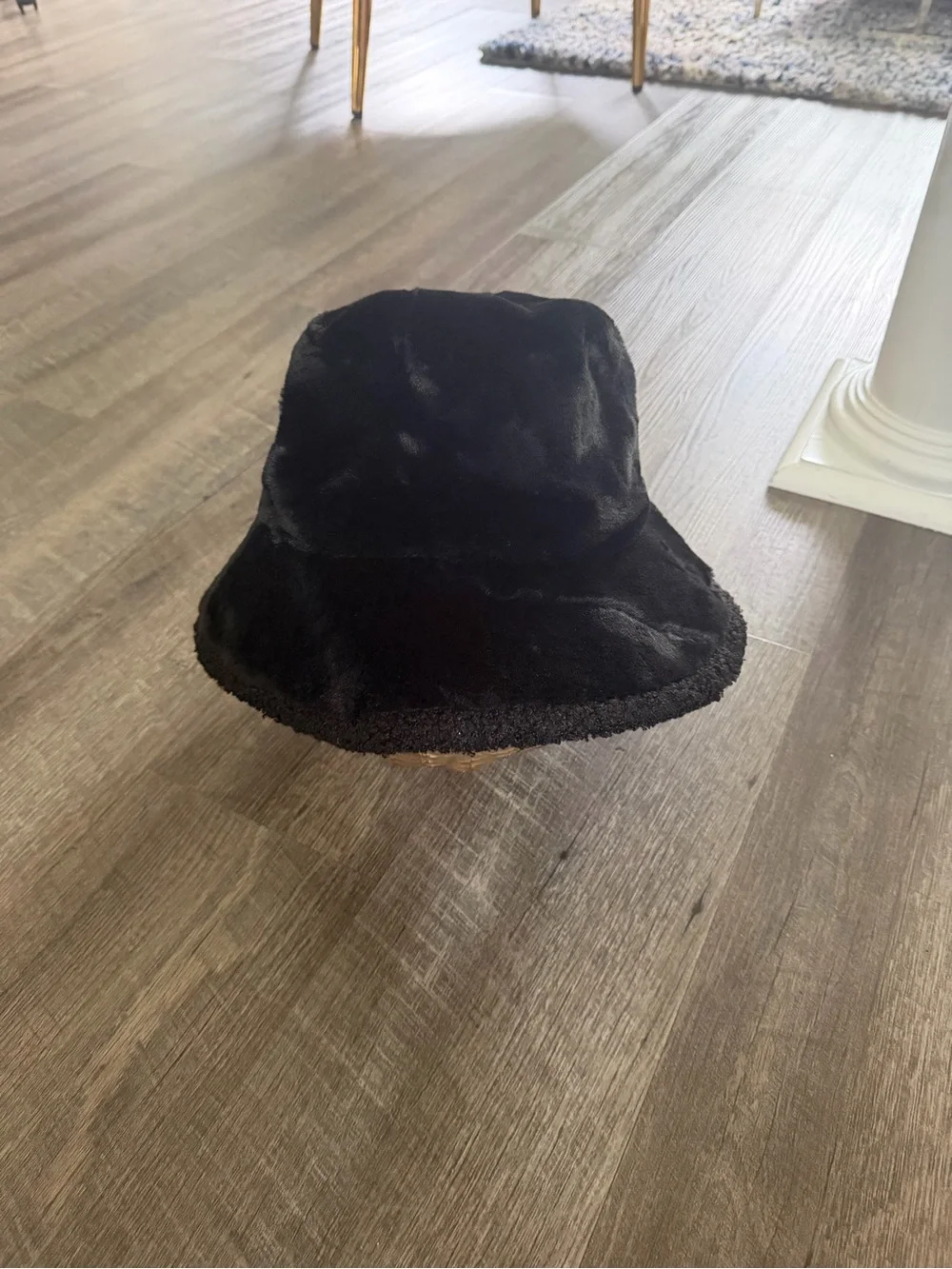 Sprigs Black Textured Bucket Hat with Decorative Ribbon
